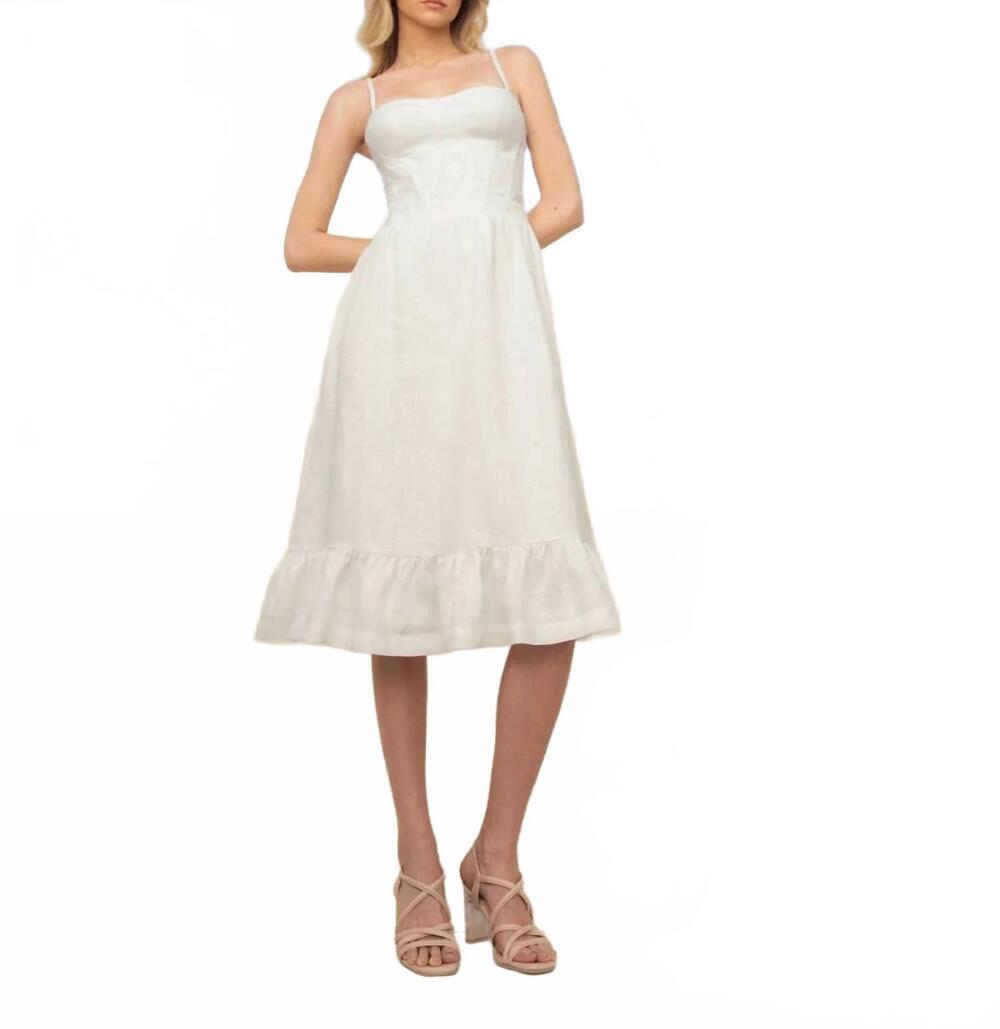 NEW ANDRES OTALORA inspiras corseted linen midi dress in off white